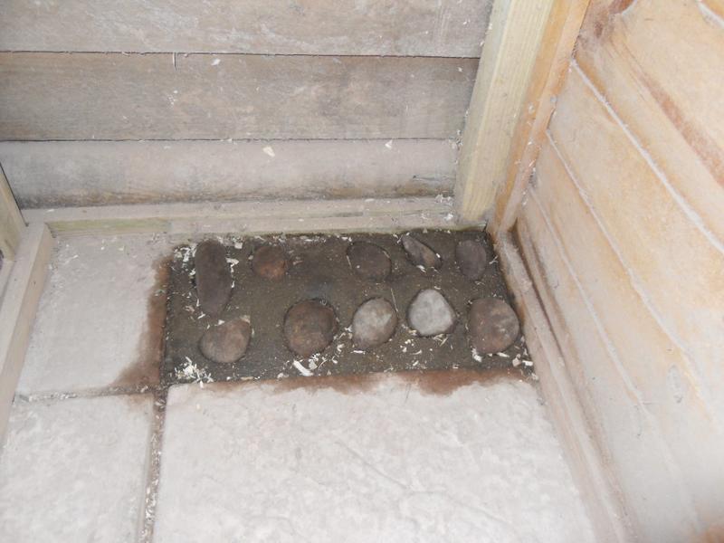 Cobbles in cement where the jasmine used to be