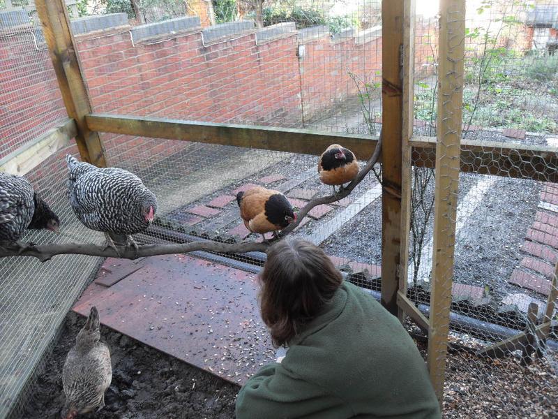The little girls like to get on eye level for a chat