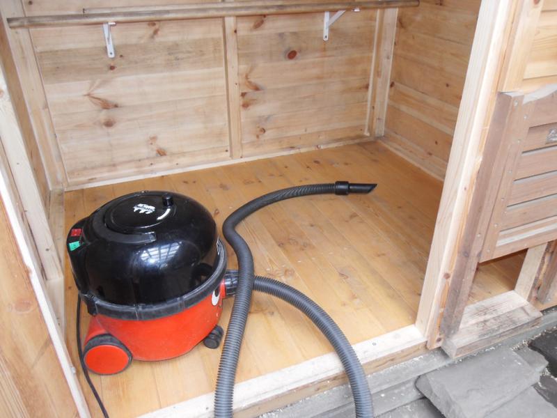 Henry goes in to clean the shed