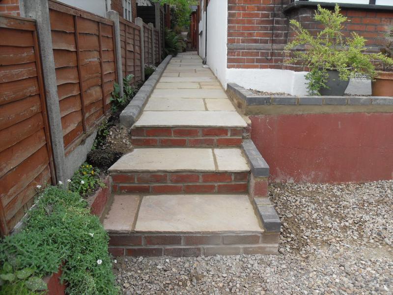 The steps and path going past the front door