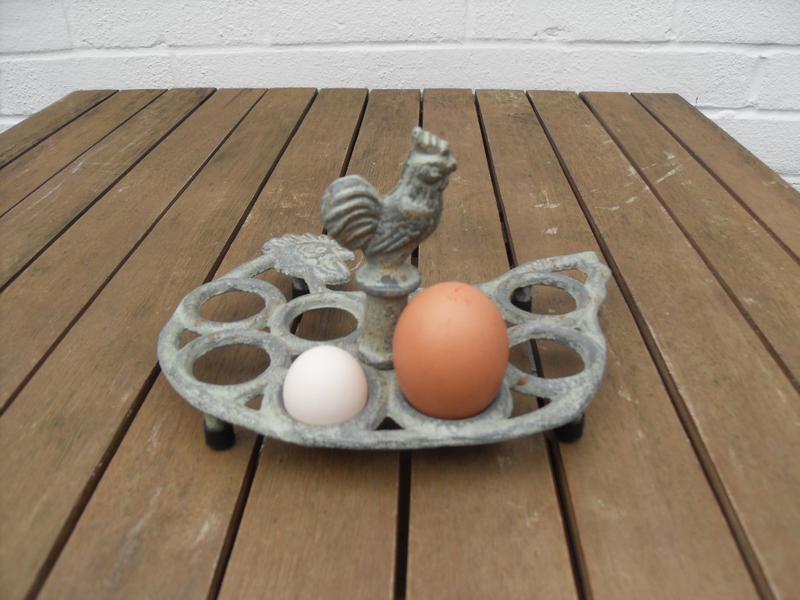 On the egg stand